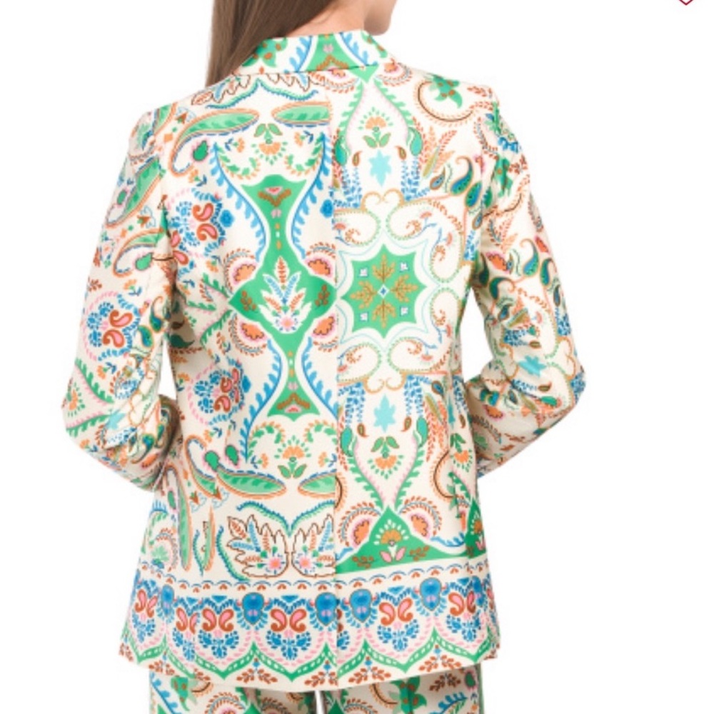 Rachel Zoe Multicolored Printed Satin Blazer & Pant Set NEW Women’s Large - Picture 3 of 16